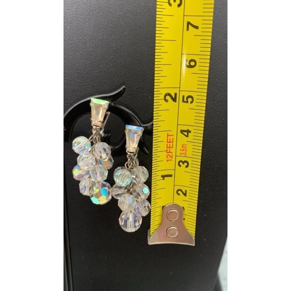 Vintage Lewis Segal AB Aurora Borealis Dangle Pierced Earrings Signed - Picture 3 of 5